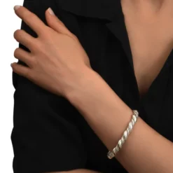 Clearance Tess adjustable thin bangle bracelet - silver Joncs