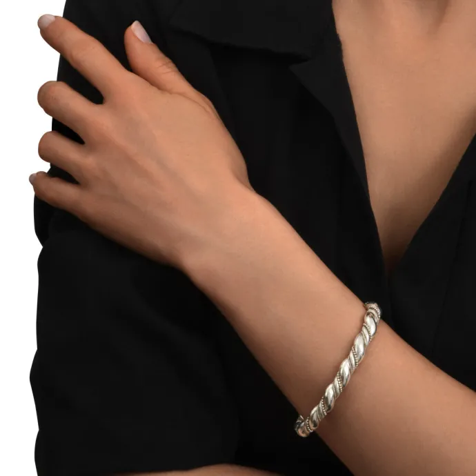 Clearance Tess adjustable thin bangle bracelet - silver Joncs
