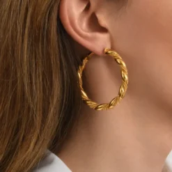 Tess maxi hoop earrings - gold Créoles