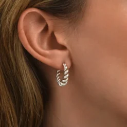 New Tess twisted hoop earrings - silver Créoles