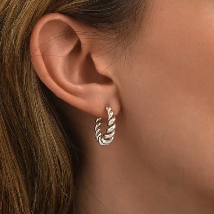 New Tess twisted hoop earrings - silver Créoles