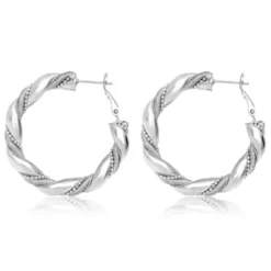 Outlet Tess twisted hoop earrings - silver Créoles