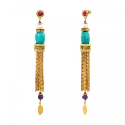 Hot Tiki dangle stud earrings - turquoise Percées / Tiges|Longues / Pendantes
