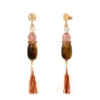 Discount Tiki long pierced stud earrings - terracotta pink Percées / Tiges