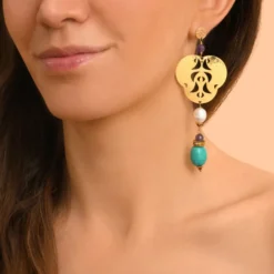 Tiki pierced stud earrings - turquoise Percées / Tiges