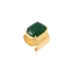 Wide adjustable rectangular Byzance ring – green Bagues Ajustables|Bagues Grandes Tailles