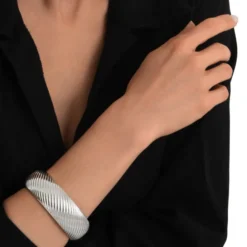 Best Zaza ribbed bangle bracelet - silver Joncs|Bracelets XXL