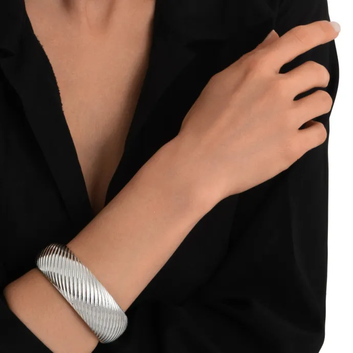 Best Zaza ribbed bangle bracelet - silver Joncs|Bracelets XXL