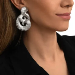 Clearance Zaza wave clip-on earrings - silver Clips|Boucles D'oreilles XXL