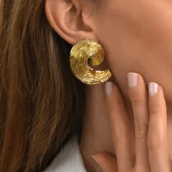 Clearance Zaza wide clip-on earrings - gold Clips|Boucles D'oreilles XXL