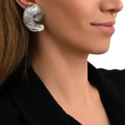 Zaza wide clip-on earrings - silver Clips|Boucles D'oreilles XXL
